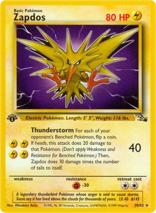 Zapdos (30) (30) 030 - 1st Edition Fossil - Rare