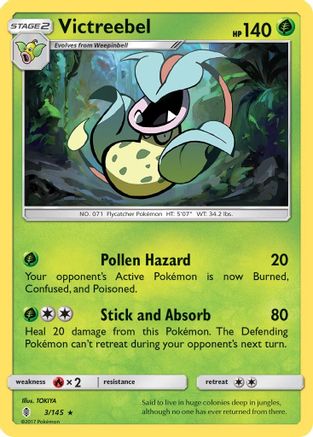 Victreebel 003/145 - Reverse Holofoil SM Guardians Rising - Rare