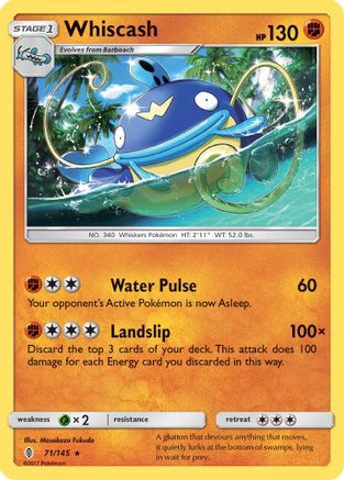 Whiscash 071 - Reverse Holofoil SM Guardians Rising - Rare