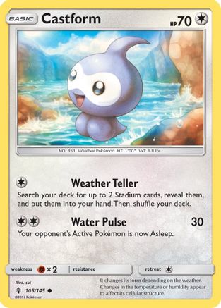 Castform 105/145 - Reverse Holofoil SM Guardians Rising - Common