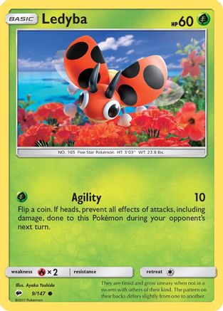 Ledyba 009/147 - Reverse Holofoil SM Burning Shadows - Common