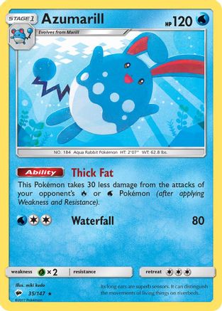 Azumarill 035/147 SM Burning Shadows - Rare