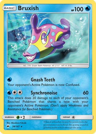 Bruxish 038 - Reverse Holofoil SM Burning Shadows - Rare