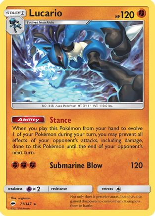 Lucario 071/147 - Holofoil SM Burning Shadows - Holo Rare