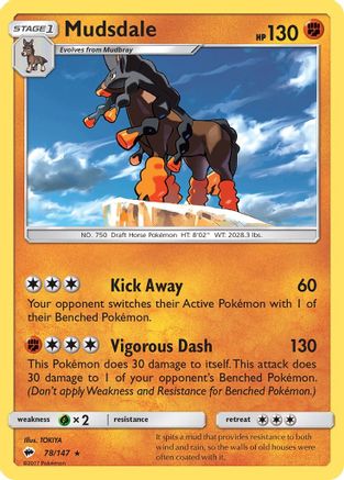 Mudsdale 078/147 - Reverse Holofoil SM Burning Shadows - Rare