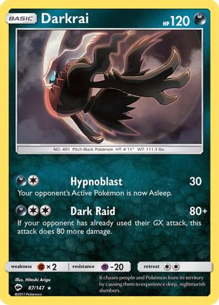 Darkrai 087/147 - Reverse Holofoil SM Burning Shadows - Holo Rare