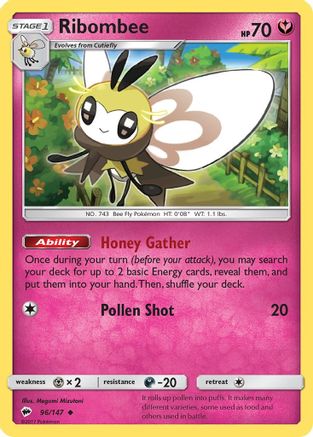 Ribombee 096/147 - Reverse Holofoil SM Burning Shadows - Uncommon