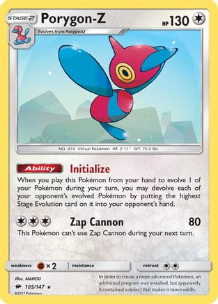Porygon-Z 105/147 - Holofoil SM Burning Shadows - Holo Rare