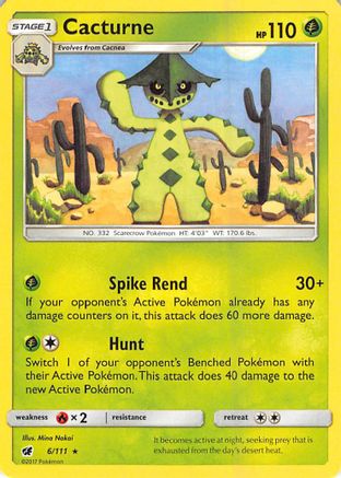Cacturne 006/111 - Reverse Holofoil SM Crimson Invasion - Rare