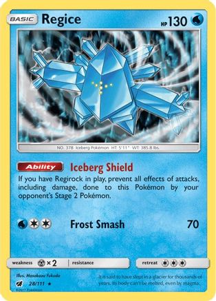 Regice 028/111 - Reverse Holofoil SM Crimson Invasion - Holo Rare