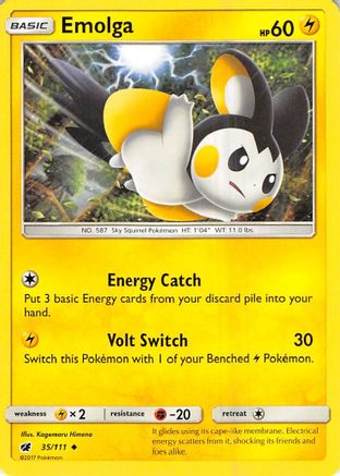 Emolga 035/111 - Reverse Holofoil SM Crimson Invasion - Uncommon