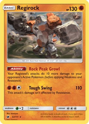 Regirock 053/111 - Reverse Holofoil SM Crimson Invasion - Rare