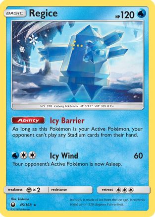 Regice 045/168 SM Celestial Storm - Rare