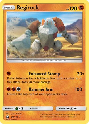 Regirock 080/168 - Reverse Holofoil SM Celestial Storm - Rare