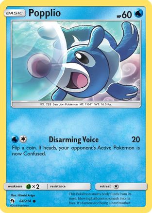 Popplio (64) (64) 064/214 - Reverse Holofoil SM Lost Thunder - Common
