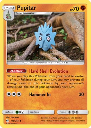 Pupitar 116/214 - Reverse Holofoil SM Lost Thunder - Uncommon