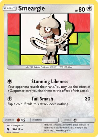 Smeargle 157/214 - Reverse Holofoil SM Lost Thunder - Rare