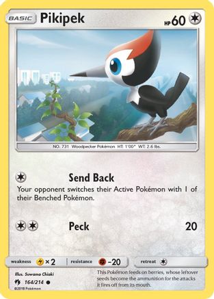 Pikipek (164) (164) 164/214 - Reverse Holofoil SM Lost Thunder - Common