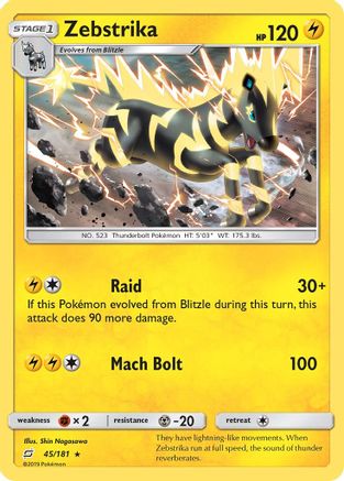 Zebstrika 045 - Reverse Holofoil SM Team Up - Rare