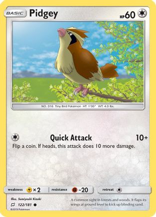 Pidgey (122) (122) 122/181 - Reverse Holofoil SM Team Up - Common