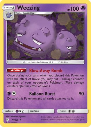 Weezing 077/236 - Reverse Holofoil SM Cosmic Eclipse - Rare
