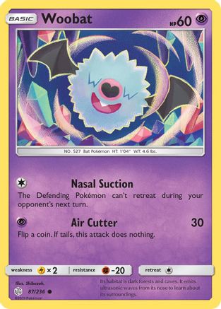 Woobat 087/236 - Reverse Holofoil SM Cosmic Eclipse - Common
