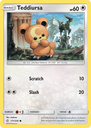 Teddiursa 171/236 - Reverse Holofoil SM Cosmic Eclipse - Common