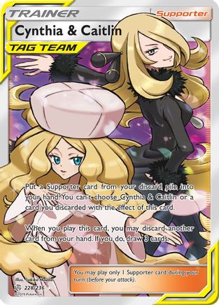Cynthia & Caitlin (Full Art) 228 - Holofoil SM Cosmic Eclipse - Ultra Rare