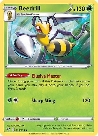 Beedrill 003/185 - Reverse Holofoil SWSH04 Vivid Voltage - Rare