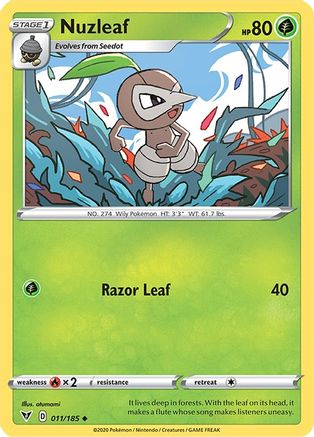 Nuzleaf 011/185 SWSH04 Vivid Voltage - Uncommon