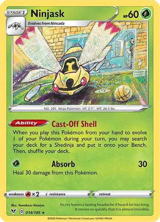 Ninjask 014/185 - Reverse Holofoil SWSH04 Vivid Voltage - Rare