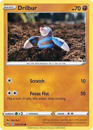 Drilbur 091/185 - Reverse Holofoil SWSH04 Vivid Voltage - Common