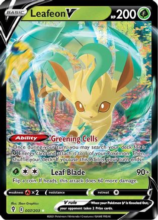 Leafeon V 007/203 - Holofoil SWSH07 Evolving Skies - Ultra Rare