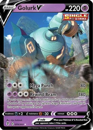 Golurk V 070/203 - Holofoil SWSH07 Evolving Skies - Ultra Rare