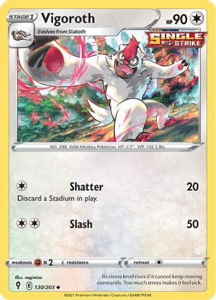 Vigoroth 130/203 - Reverse Holofoil SWSH07 Evolving Skies - Uncommon