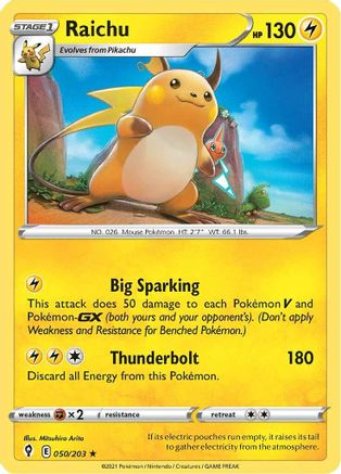 Raichu 050/203 - Reverse Holofoil SWSH07 Evolving Skies - Holo Rare
