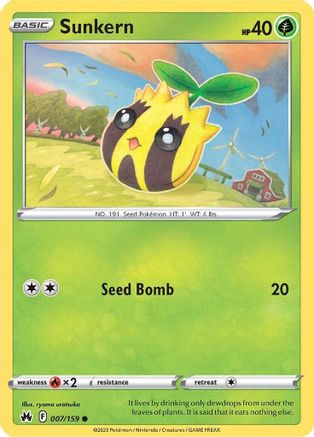 Sunkern 007/159 - Reverse Holofoil Crown Zenith - Common