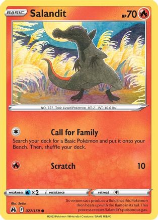 Salandit 027/159 - Reverse Holofoil Crown Zenith - Common