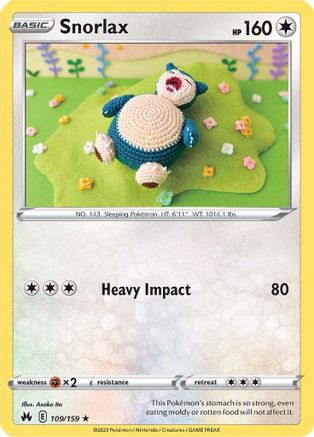 Snorlax 109/159 - Reverse Holofoil Crown Zenith - Rare