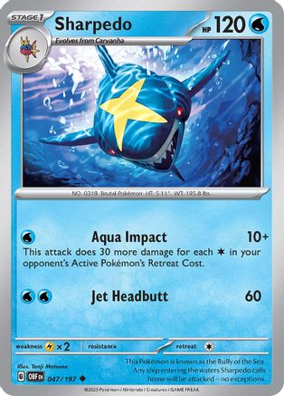 Sharpedo 047/197 SV03 Obsidian Flames - Uncommon