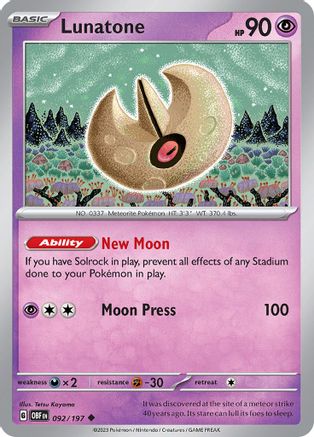 Lunatone 092/197 SV03 Obsidian Flames - Uncommon