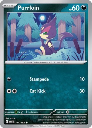 Purrloin 114/182 - Reverse Holofoil SV04 Paradox Rift - Common