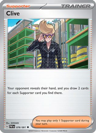 Clive 078/091 - Reverse Holofoil SV Paldean Fates - Uncommon