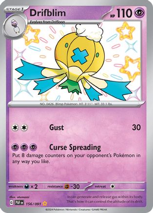 Drifblim 156/091 - Holofoil SV Paldean Fates - Shiny Rare