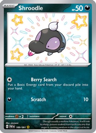 Shroodle 189/091 - Holofoil SV Paldean Fates - Shiny Rare