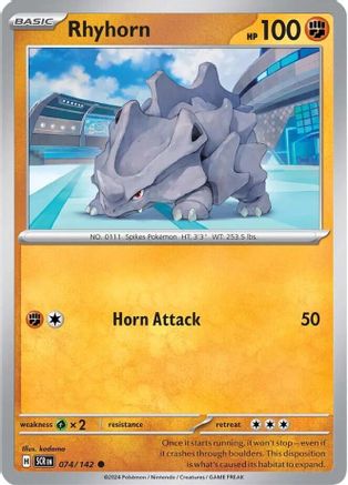 Rhyhorn 074/142 - Reverse Holofoil SV07 Stellar Crown - Common