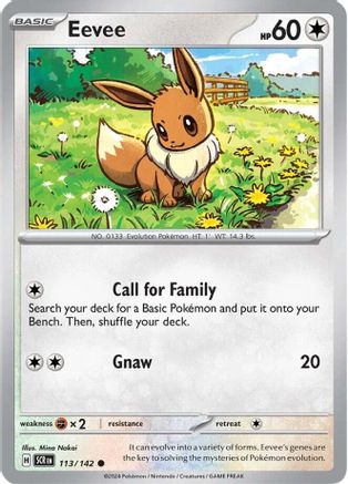 Eevee 113/142 - Reverse Holofoil SV07 Stellar Crown - Common