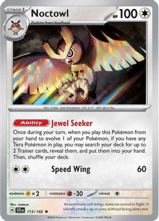 Noctowl 115/142 - Reverse Holofoil SV07 Stellar Crown - Rare