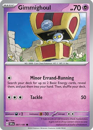 Gimmighoul 097/191 - Reverse Holofoil SV08 Surging Sparks - Common