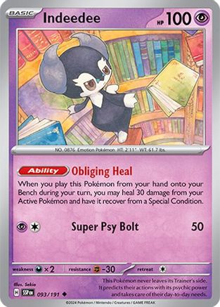 Indeedee 093/191 - Reverse Holofoil SV08 Surging Sparks - Uncommon